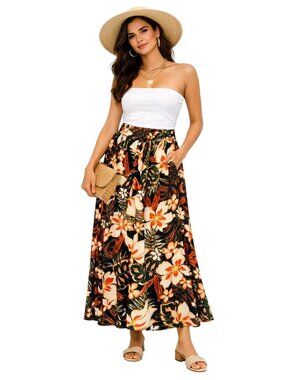 Patrons Of Peace Tropical High-Waist Palazzo Pant Resort Beach Travel Women L